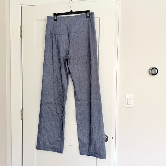 Veronica Beard Jude Linen Wide Leg Pants Blue Melange Size 10 New - Picture 6 of 9